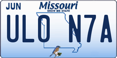 MO license plate UL0N7A