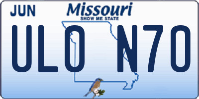 MO license plate UL0N7O