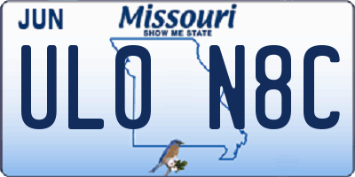 MO license plate UL0N8C
