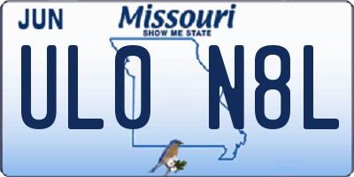MO license plate UL0N8L