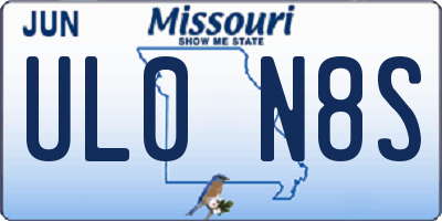 MO license plate UL0N8S