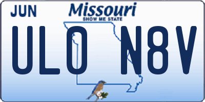 MO license plate UL0N8V