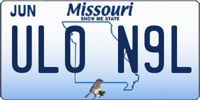 MO license plate UL0N9L