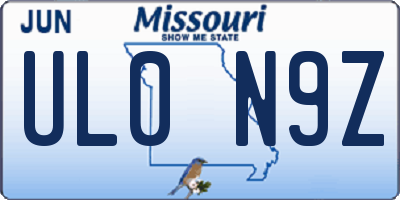 MO license plate UL0N9Z