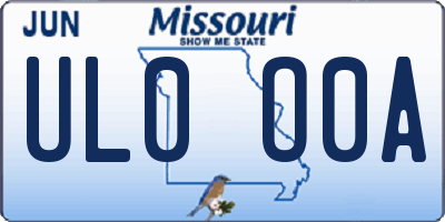 MO license plate UL0O0A