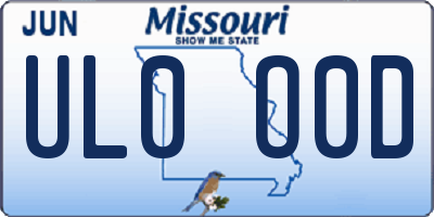 MO license plate UL0O0D