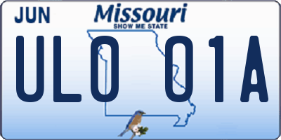 MO license plate UL0O1A