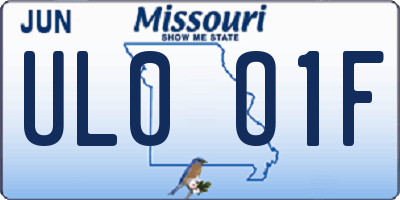 MO license plate UL0O1F