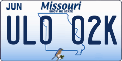 MO license plate UL0O2K