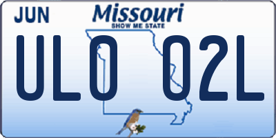 MO license plate UL0O2L