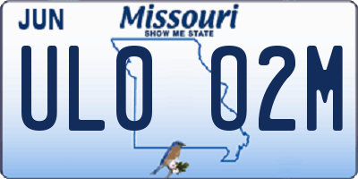 MO license plate UL0O2M