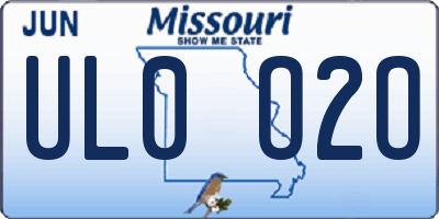 MO license plate UL0O2O
