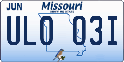 MO license plate UL0O3I