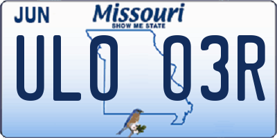 MO license plate UL0O3R