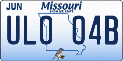MO license plate UL0O4B