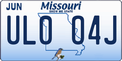MO license plate UL0O4J