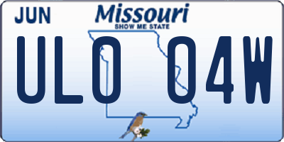 MO license plate UL0O4W