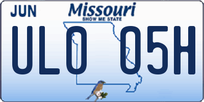 MO license plate UL0O5H
