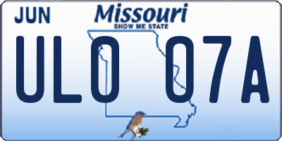 MO license plate UL0O7A