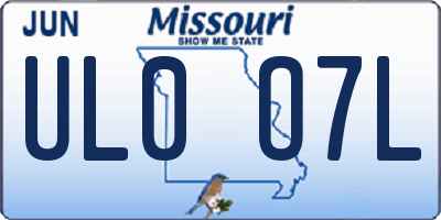 MO license plate UL0O7L