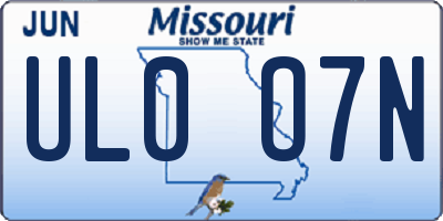 MO license plate UL0O7N