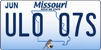 MO license plate UL0O7S