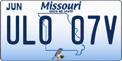 MO license plate UL0O7V