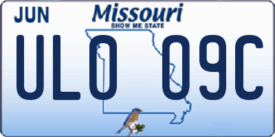 MO license plate UL0O9C