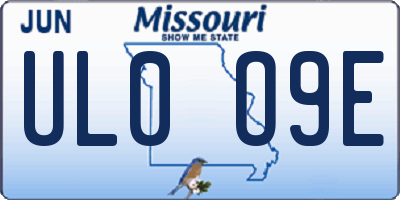 MO license plate UL0O9E