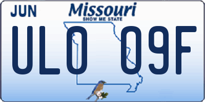 MO license plate UL0O9F