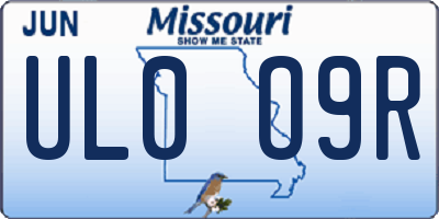MO license plate UL0O9R