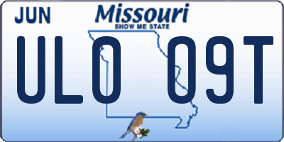 MO license plate UL0O9T