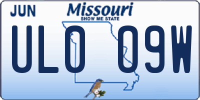 MO license plate UL0O9W