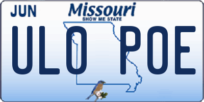 MO license plate UL0P0E