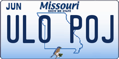 MO license plate UL0P0J