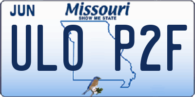 MO license plate UL0P2F