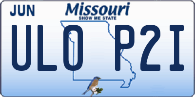 MO license plate UL0P2I