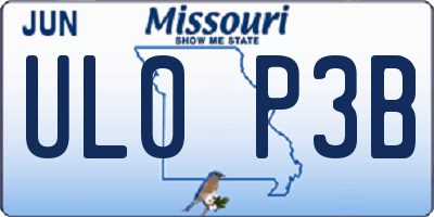 MO license plate UL0P3B