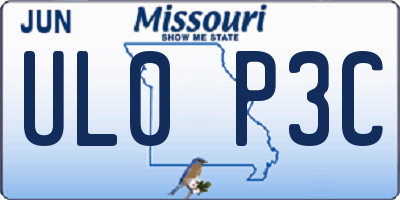 MO license plate UL0P3C