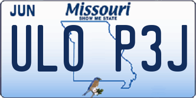 MO license plate UL0P3J