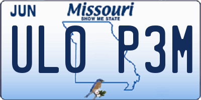 MO license plate UL0P3M