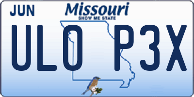 MO license plate UL0P3X