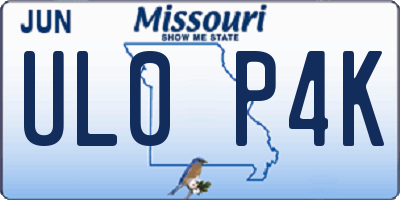 MO license plate UL0P4K