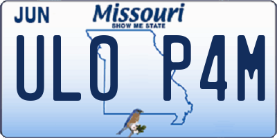 MO license plate UL0P4M