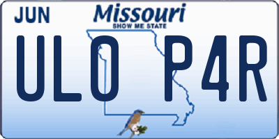 MO license plate UL0P4R
