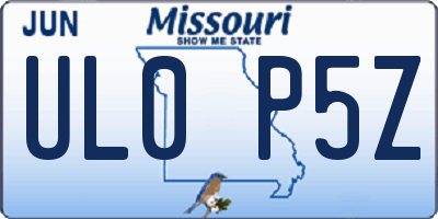 MO license plate UL0P5Z