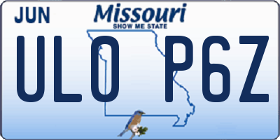 MO license plate UL0P6Z