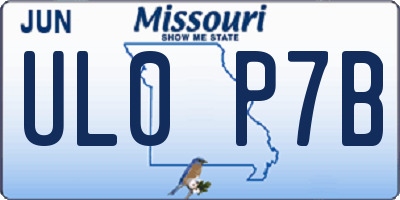 MO license plate UL0P7B