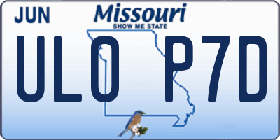 MO license plate UL0P7D