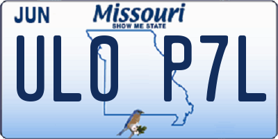 MO license plate UL0P7L